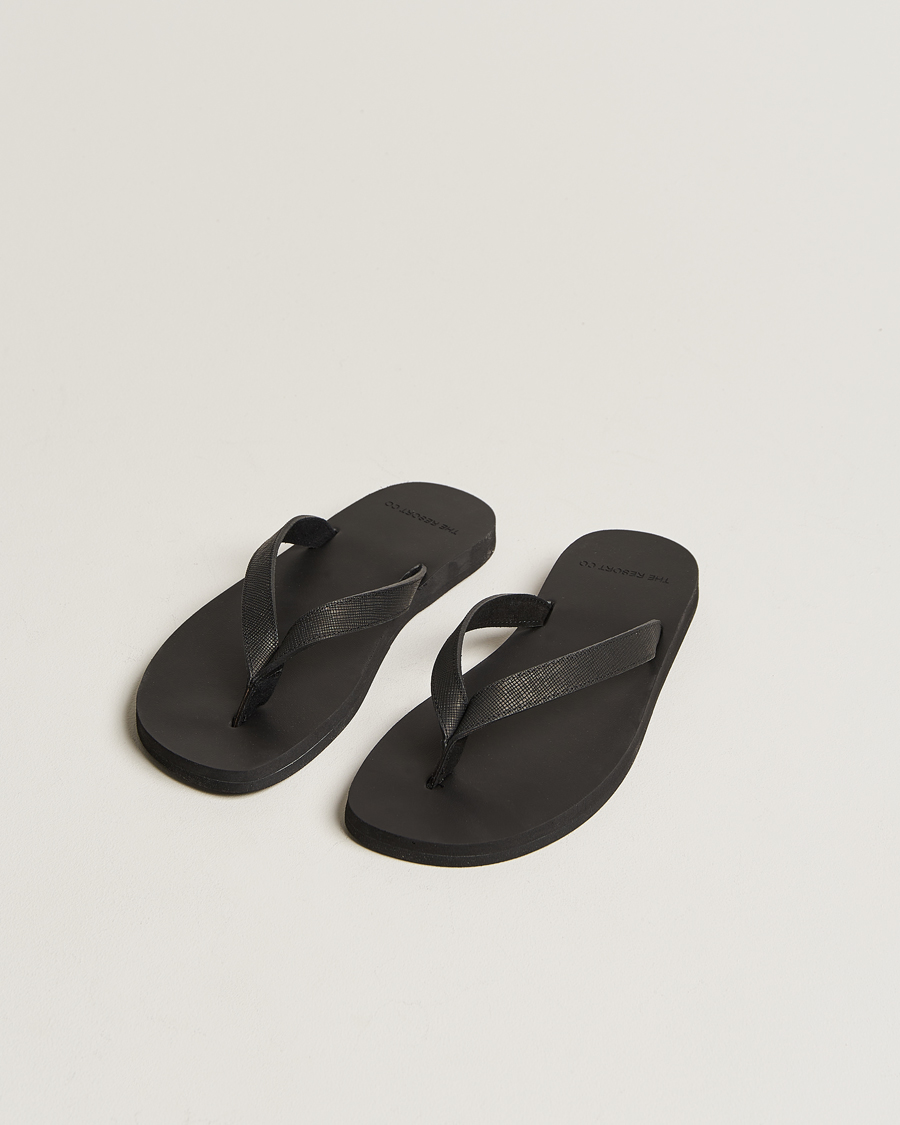 Herren | The Resort Co Saffiano Leather Flip-Flop Black | The Resort Co | Saffiano Leather Flip-Flop Black