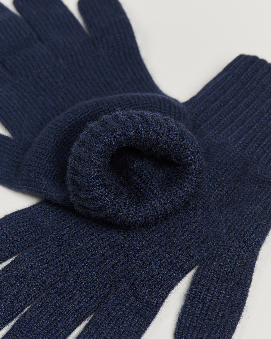 Herren | Johnstons of Elgin Knitted Cashmere Gloves Navy | Johnstons of Elgin | Knitted Cashmere Gloves Navy