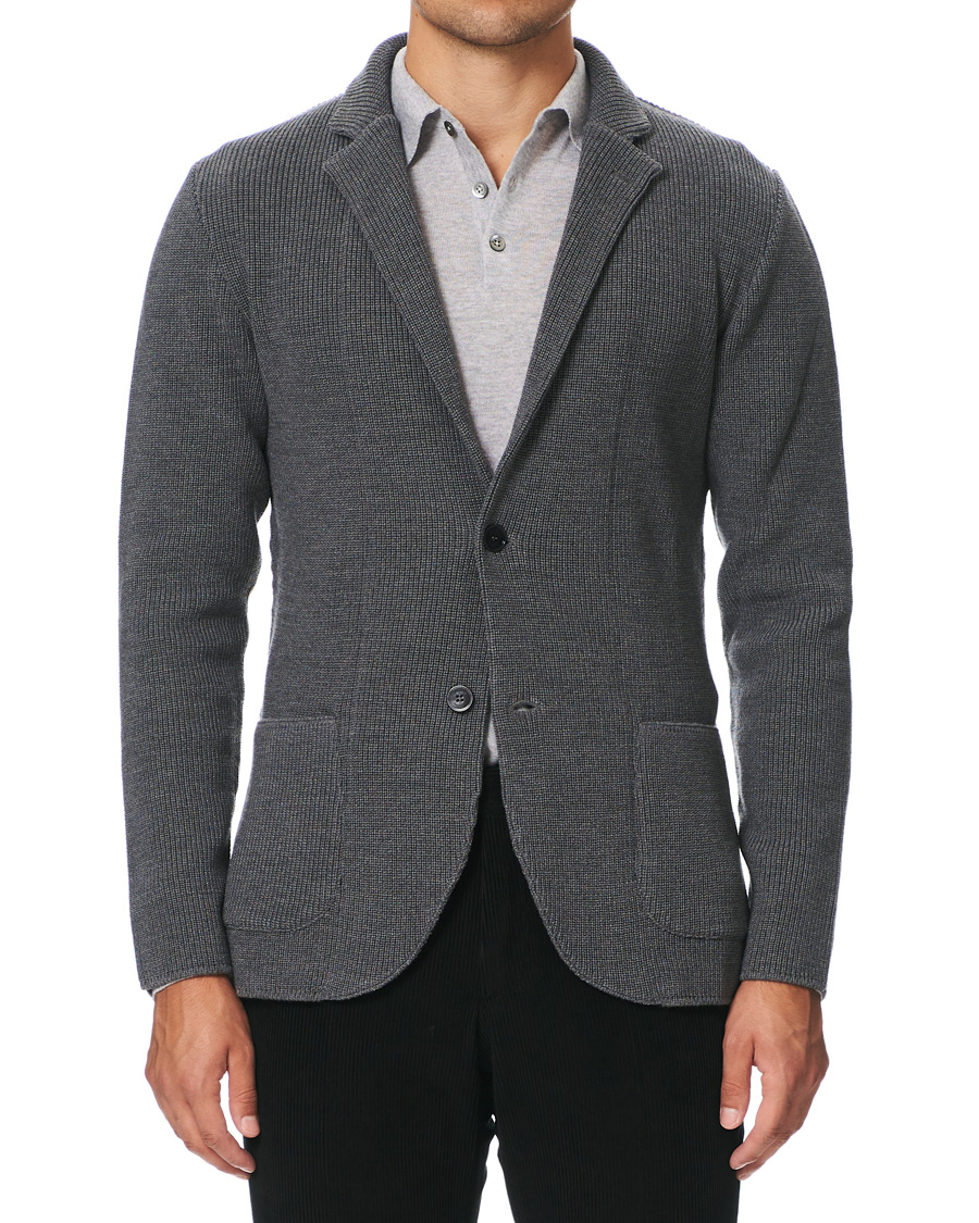 Herren | Sakkos | Lardini | Knitted Wool Blazer Grey
