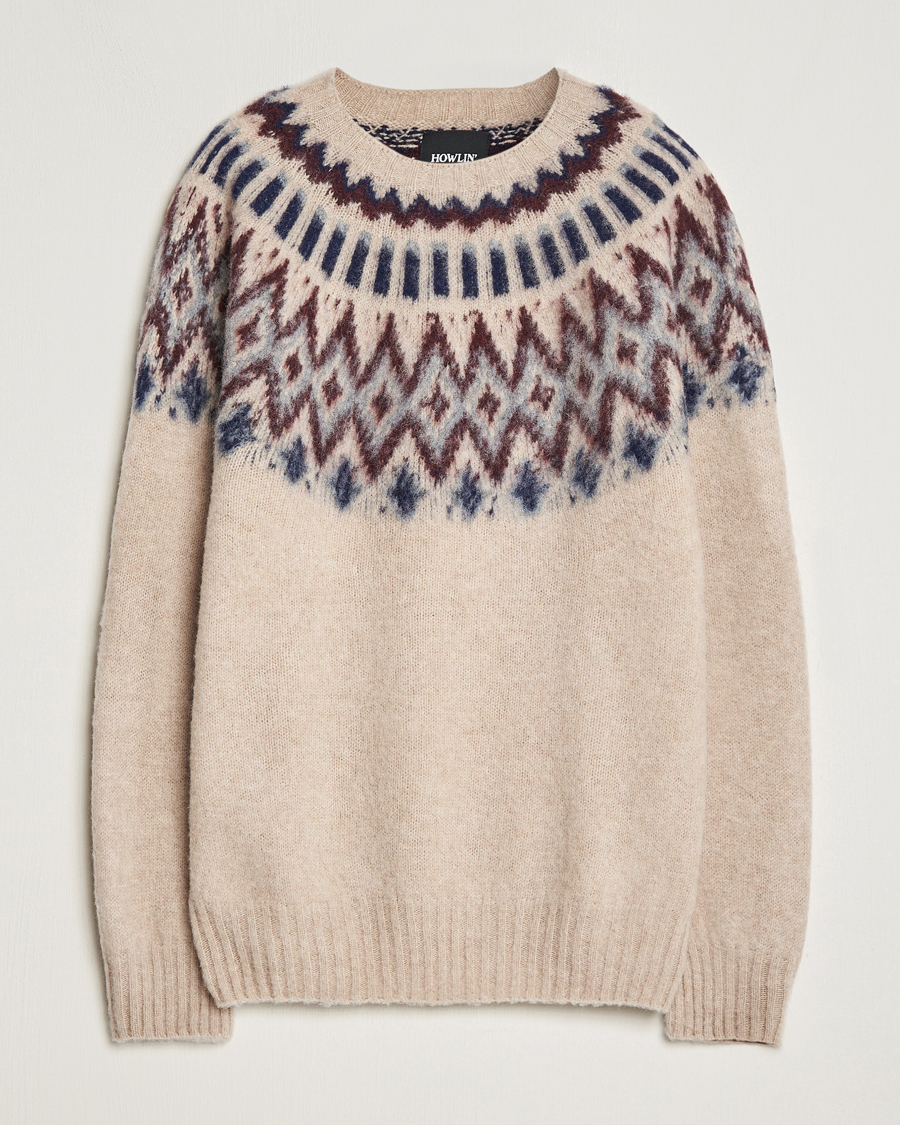 Herren | Pullover | Howlin' | Brushed Wool Fair Isle Crew Sweater Biscuit
