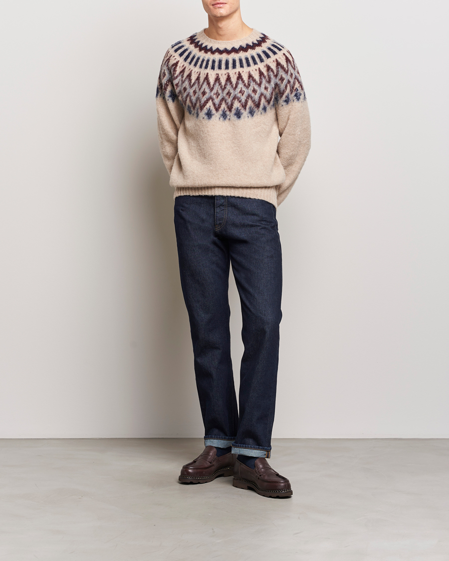 Herren | Pullover | Howlin' | Brushed Wool Fair Isle Crew Sweater Biscuit
