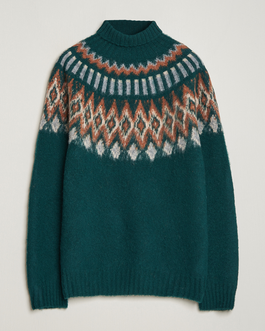 Herren | Pullover | Howlin' | Brushed Wool Fair Isle Roll Neck Forest