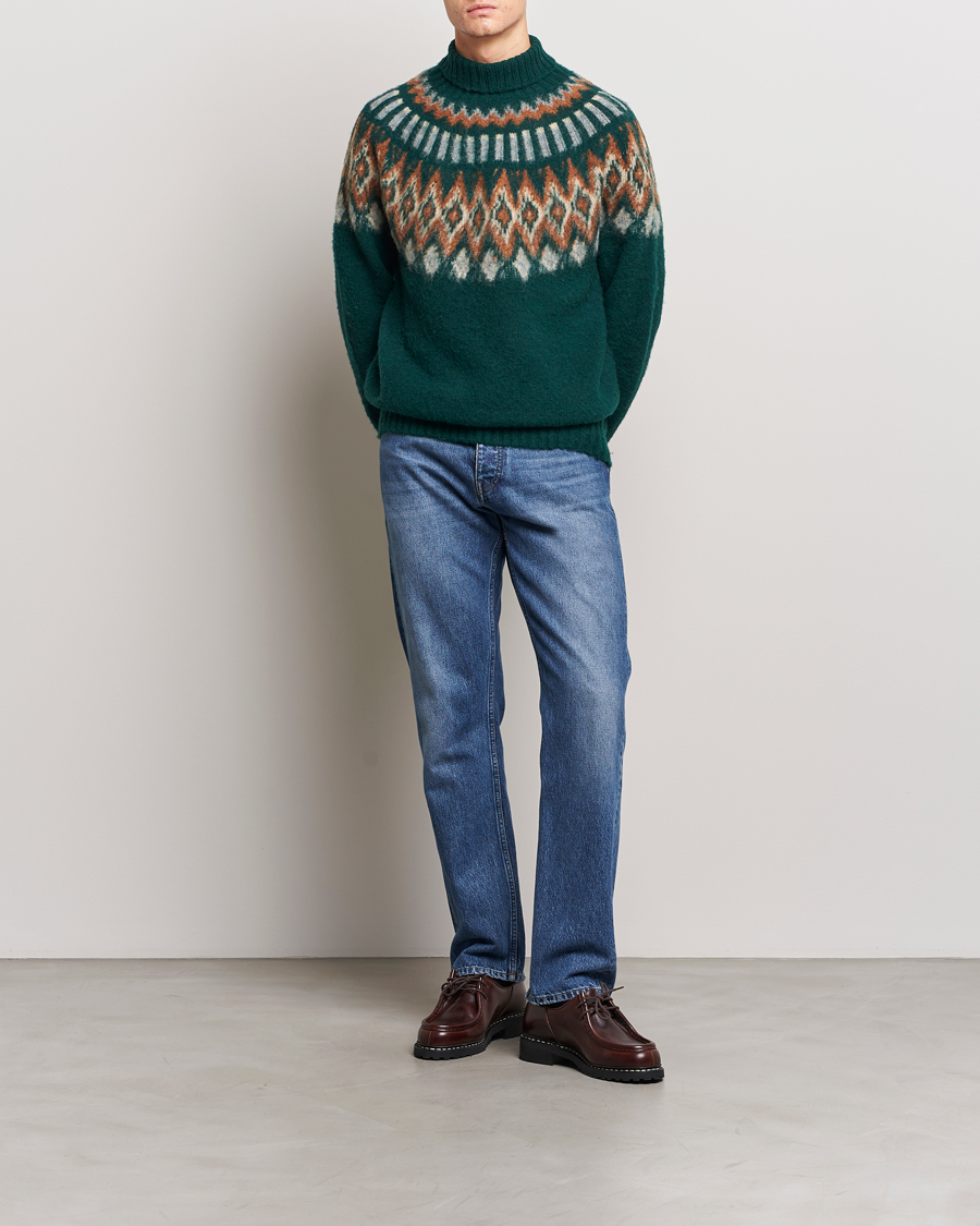Herren | Pullover | Howlin' | Brushed Wool Fair Isle Roll Neck Forest