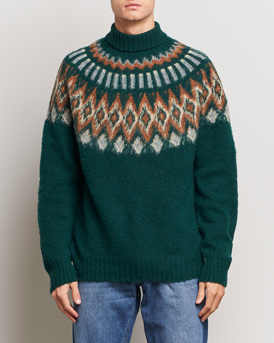 Herren | Pullover | Howlin' | Brushed Wool Fair Isle Roll Neck Forest