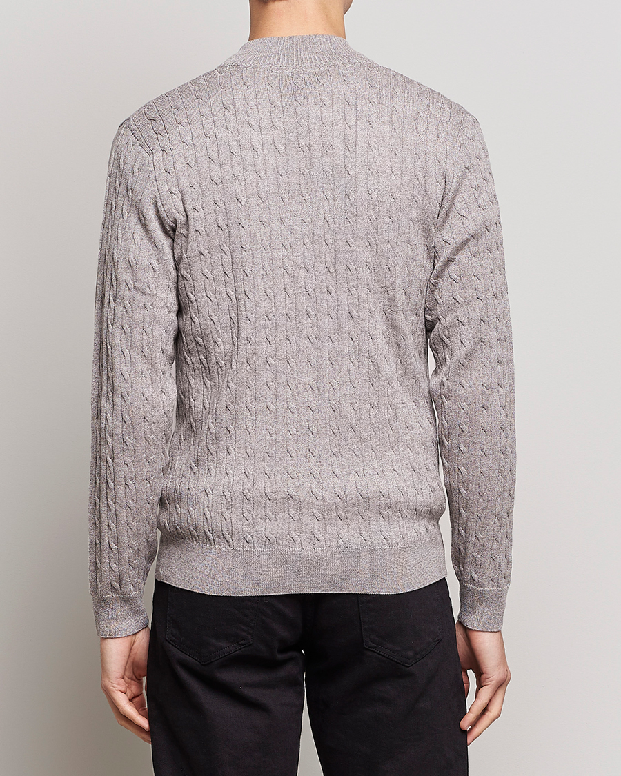 Herren | Pullover | Stenströms | Merino Wool Cable Half Zip Beige