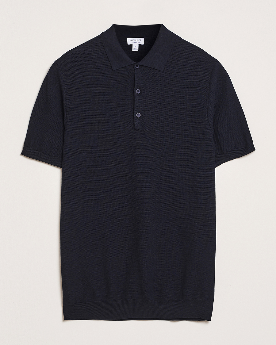 Herren | Poloshirts | Sunspel | Fine Texture Polo Navy
