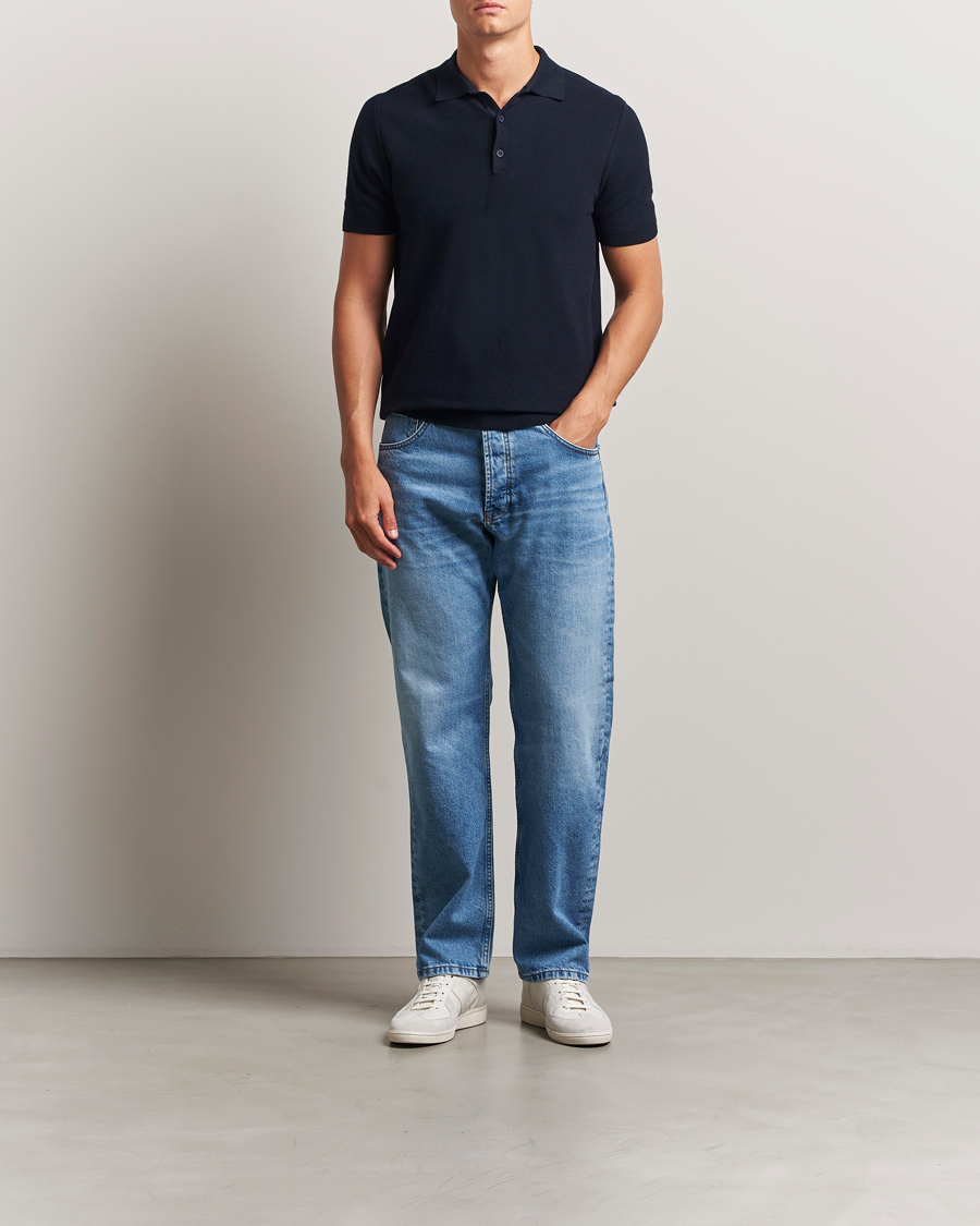 Herren | Poloshirts | Sunspel | Fine Texture Polo Navy