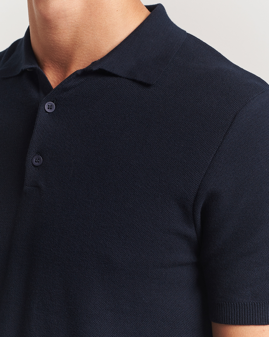 Herren | Poloshirts | Sunspel | Fine Texture Polo Navy