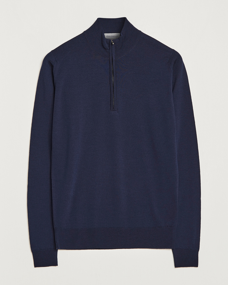 Herren | Pullover | John Smedley | Barrow Extra Fine Merino Half Zip Midnight