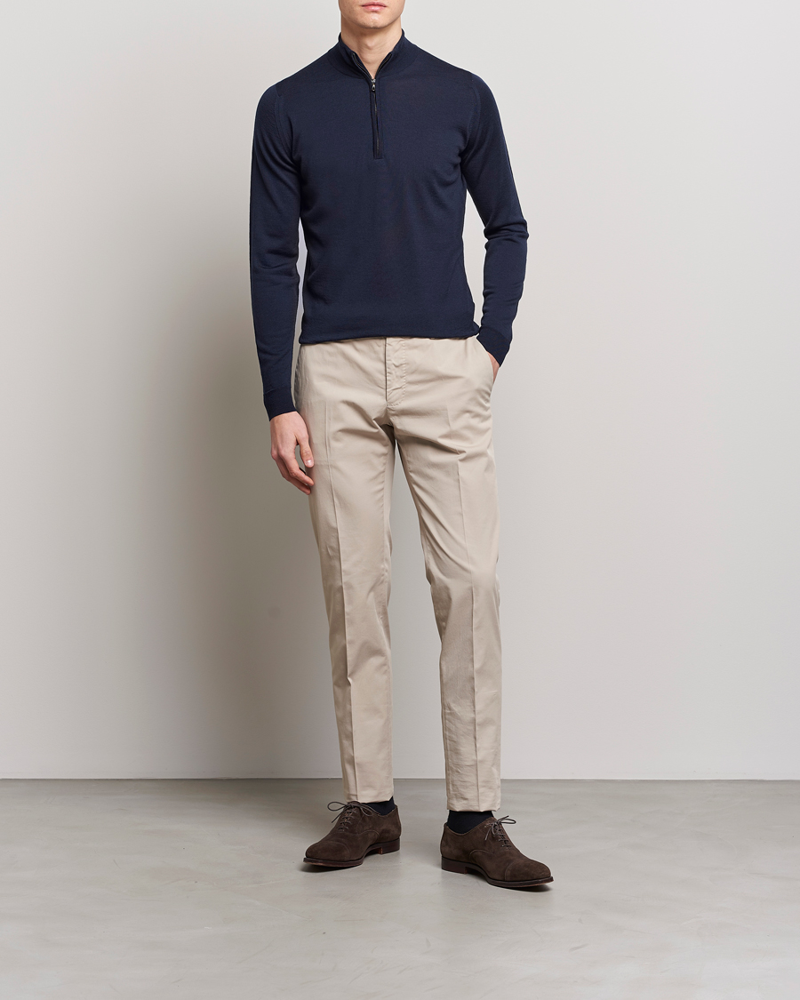 Herren | Pullover | John Smedley | Barrow Extra Fine Merino Half Zip Midnight