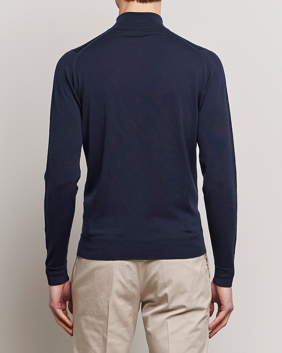 Herren | Pullover | John Smedley | Barrow Extra Fine Merino Half Zip Midnight