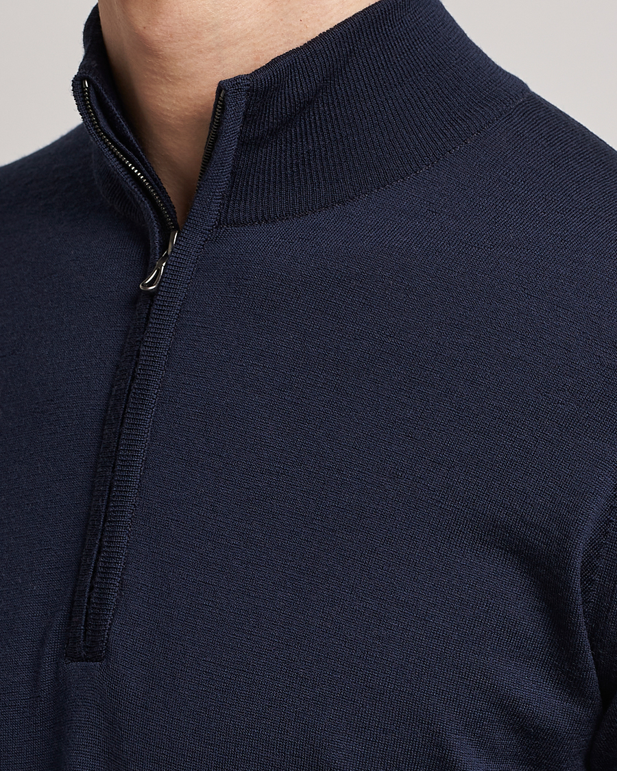 Herren | Pullover | John Smedley | Barrow Extra Fine Merino Half Zip Midnight