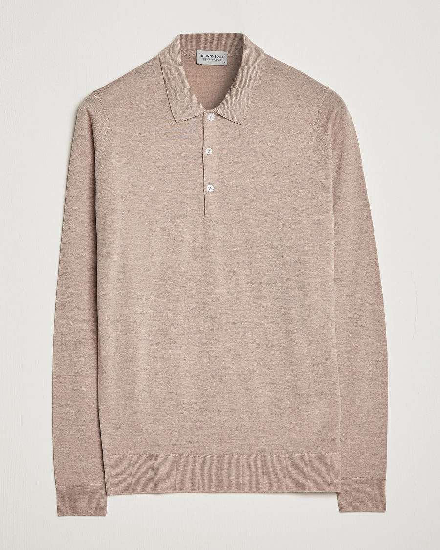 Herren | Pullover | John Smedley | Belper Extra Fine Merino Polo Pullover Soft Fawn