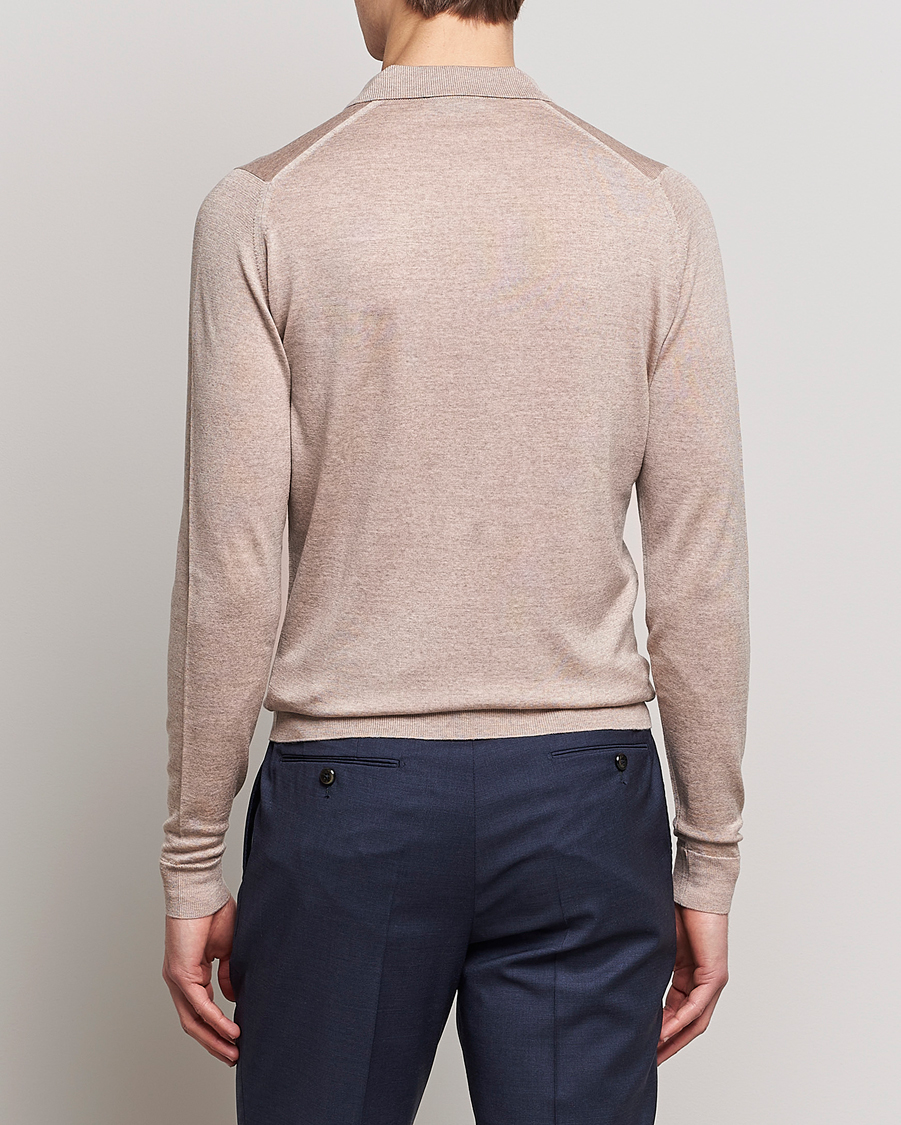 Herren | Pullover | John Smedley | Belper Extra Fine Merino Polo Pullover Soft Fawn