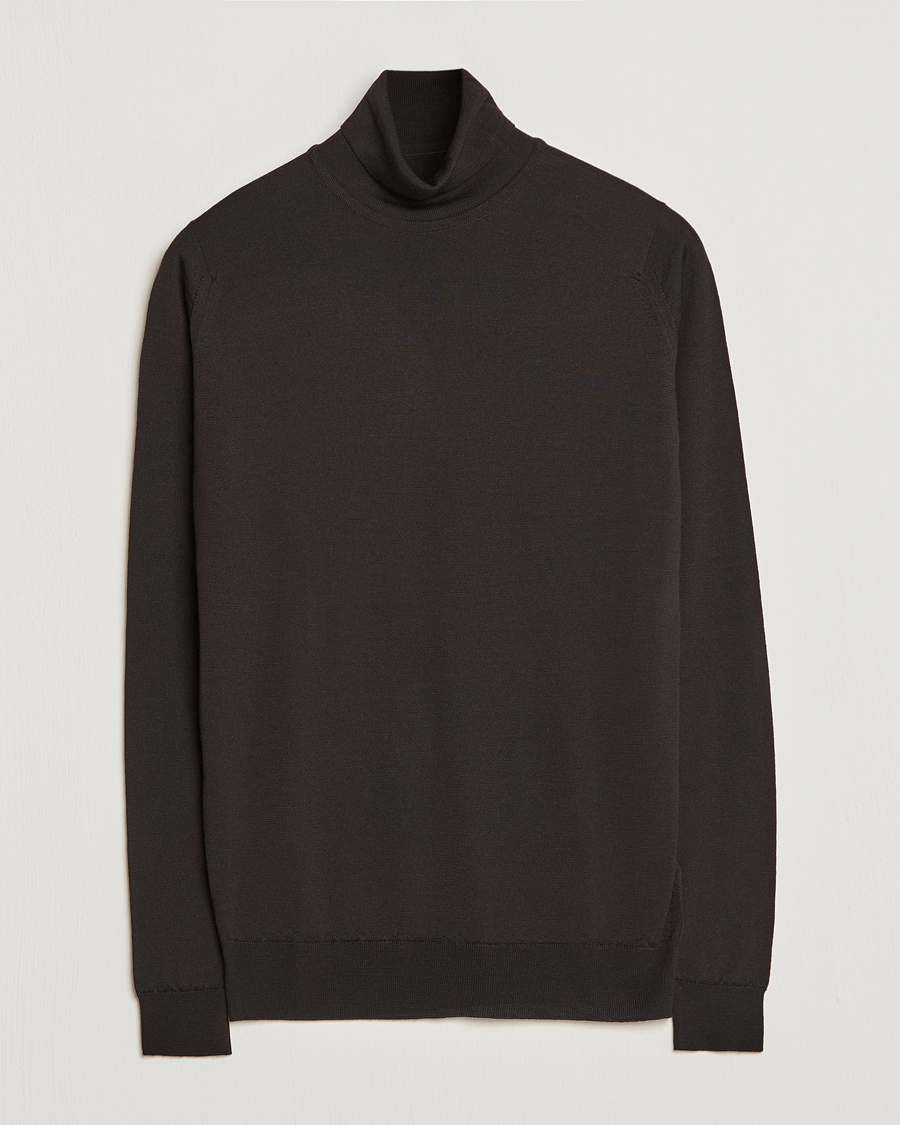Herren | Pullover | John Smedley | Cherwell Extra Fine Merino Rollneck Dark Cocoa