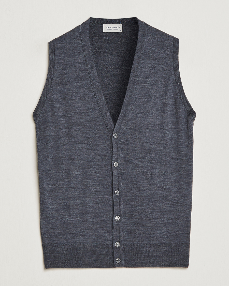 Herren | Pullover | John Smedley | Huntswood Slim Fit Waistcoat Charcoal