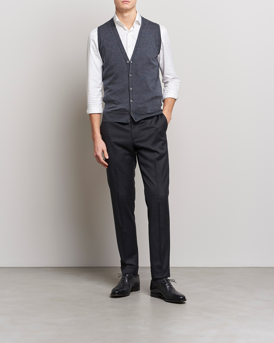 Herren | Pullover | John Smedley | Huntswood Slim Fit Waistcoat Charcoal
