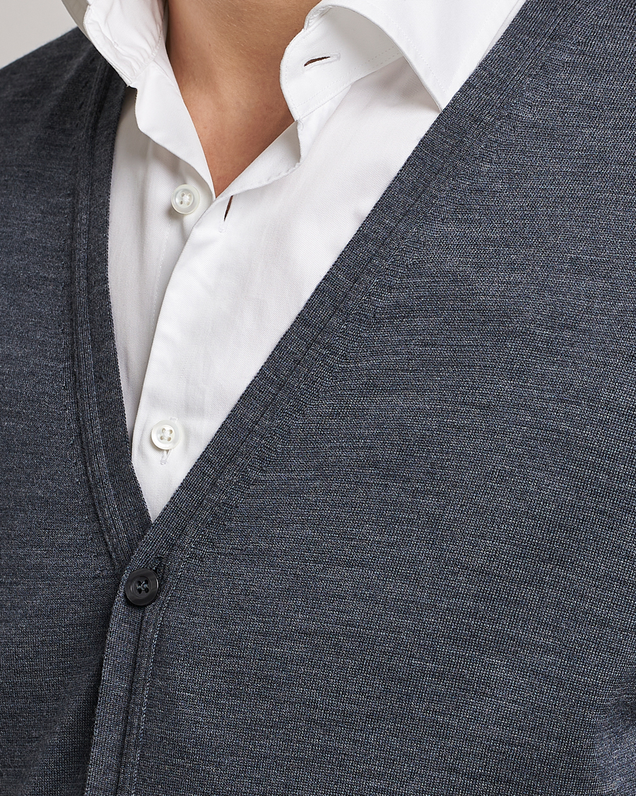 Herren | Pullover | John Smedley | Petworth Extra Fine Merino Cardigan Charcoal