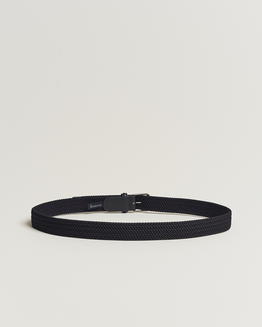 Herren |  | Anderson's | Elastic Woven 3 cm Belt Navy
