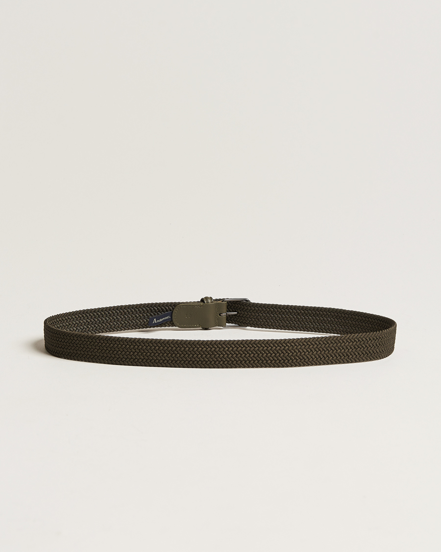Herren | Gürtel | Anderson's | Elastic Woven 3 cm Belt Military Green