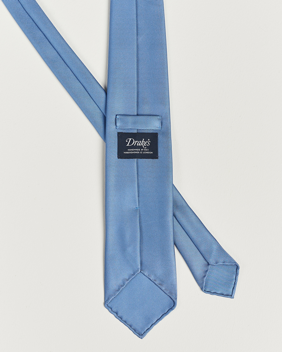 Herren | Drake's Handrolled Woven Silk 8 cm Tie Blue | Drake's | Handrolled Woven Silk 8 cm Tie Blue