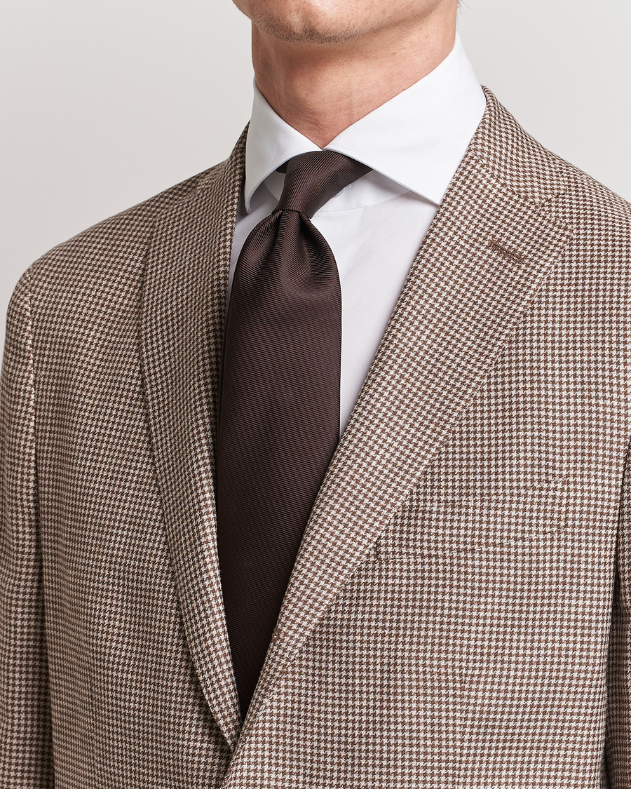 Herren |  | Drake's | Handrolled Woven Silk 8 cm Tie Brown
