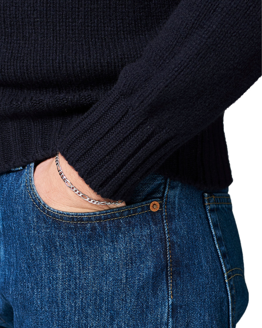 Herren | Tom Wood Figaro Thick Bracelet Silver | Tom Wood | Figaro Thick Bracelet Silver