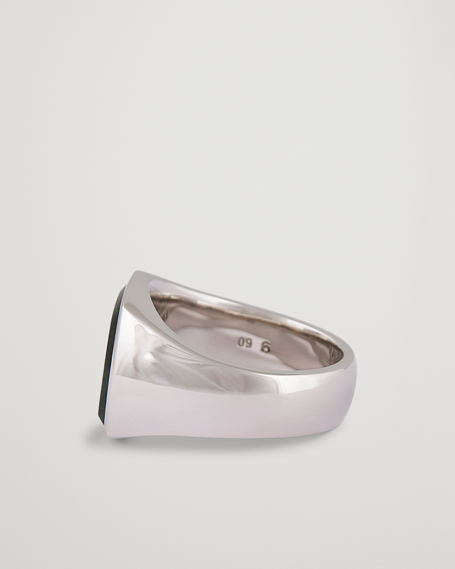 Herren | Tom Wood Cushion Green Marble Ring Silver | Tom Wood | Cushion Green Marble Ring Silver