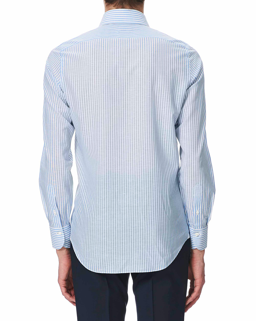 Herren | Hemden | Finamore Napoli | Milano Slim Fit Cotton/Linen Dress Shirt Blue