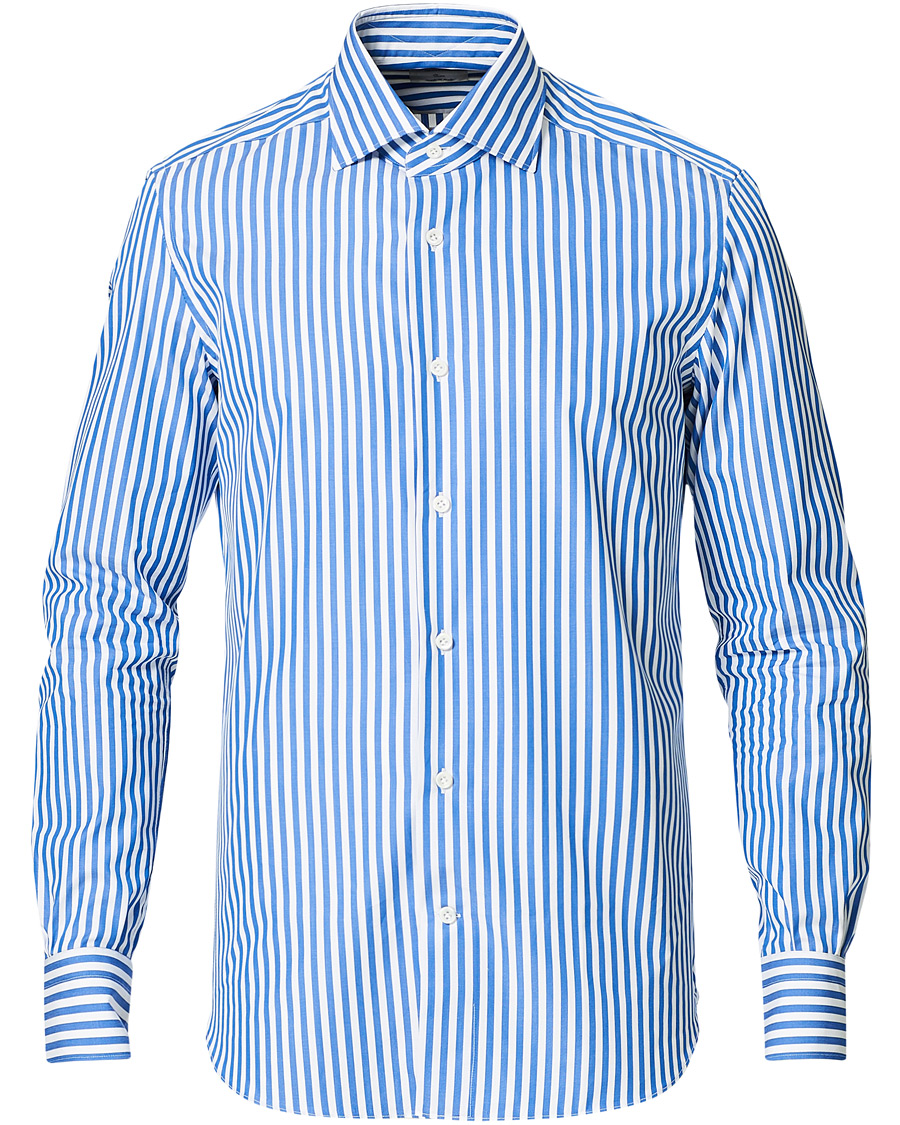 Herren | Hemden | Mazzarelli | Soft Cotton Cut Away Shirt Blue/White