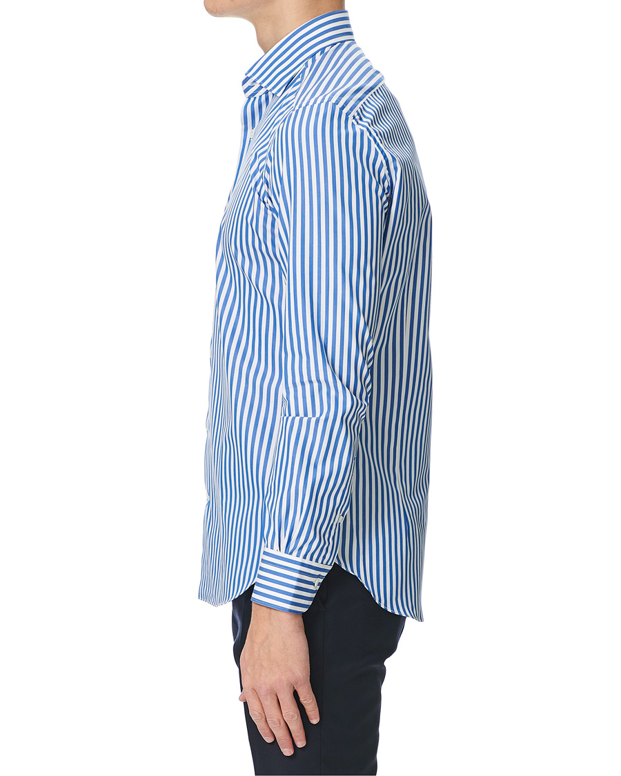 Herren | Hemden | Mazzarelli | Soft Cotton Cut Away Shirt Blue/White