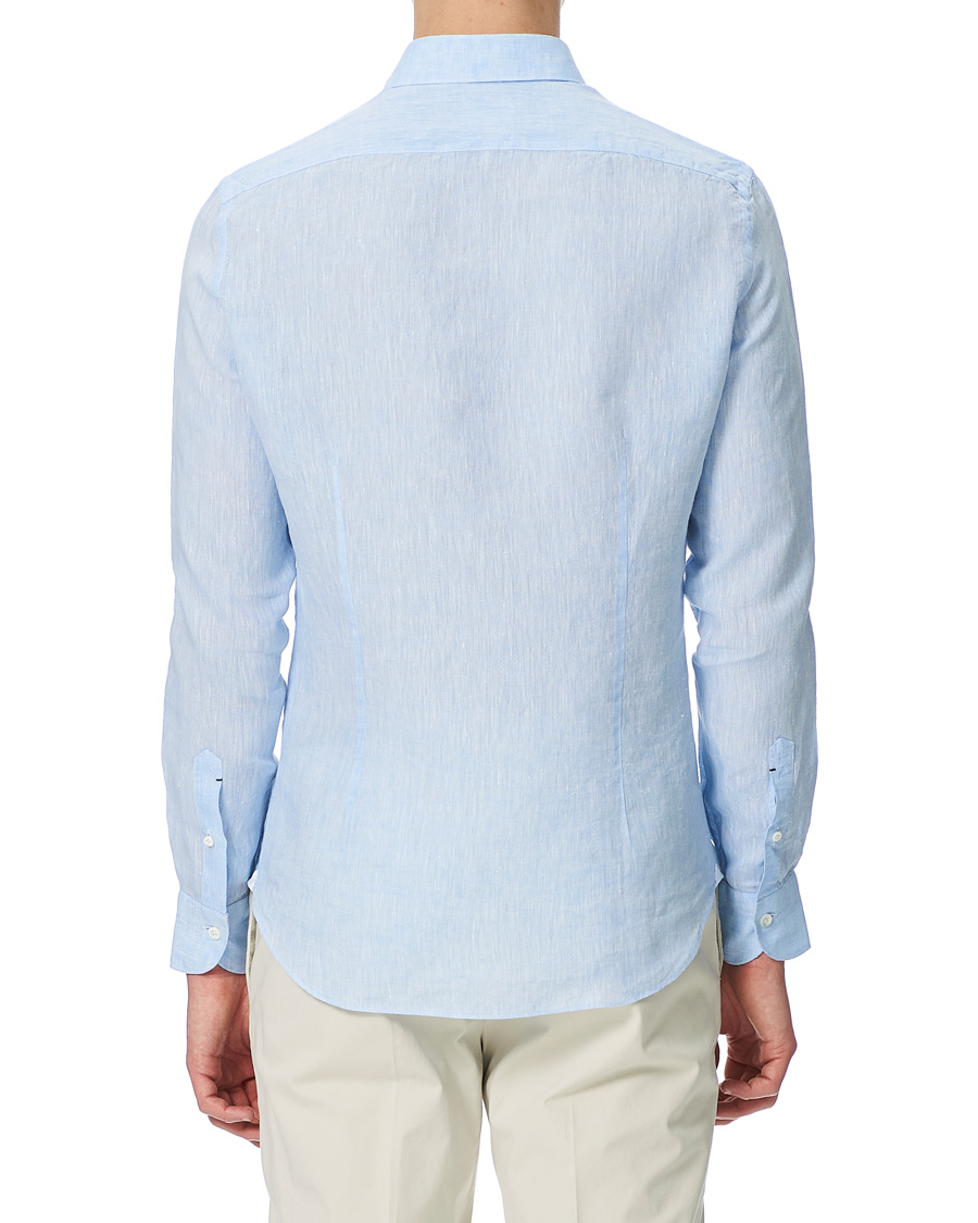 Herren | Hemden | Mazzarelli | Linen Cut Away Shirt Light Blue
