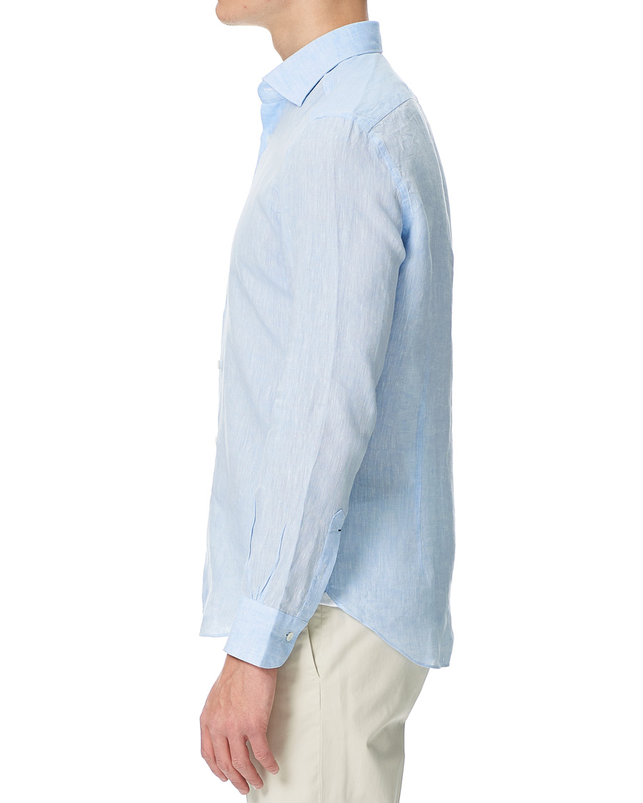 Herren | Hemden | Mazzarelli | Linen Cut Away Shirt Light Blue