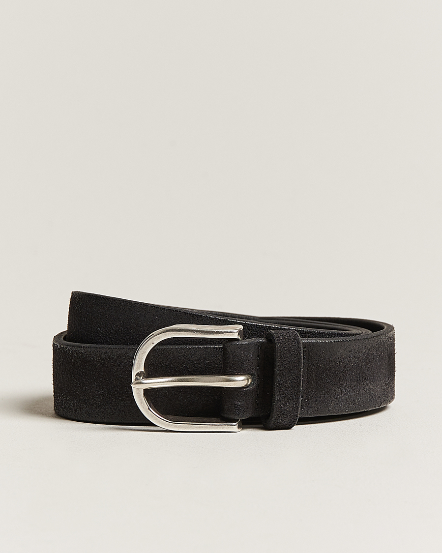 Herren | Orciani Handmade Suede Belt 3 cm Nero | Orciani | Handmade Suede Belt 3 cm Nero