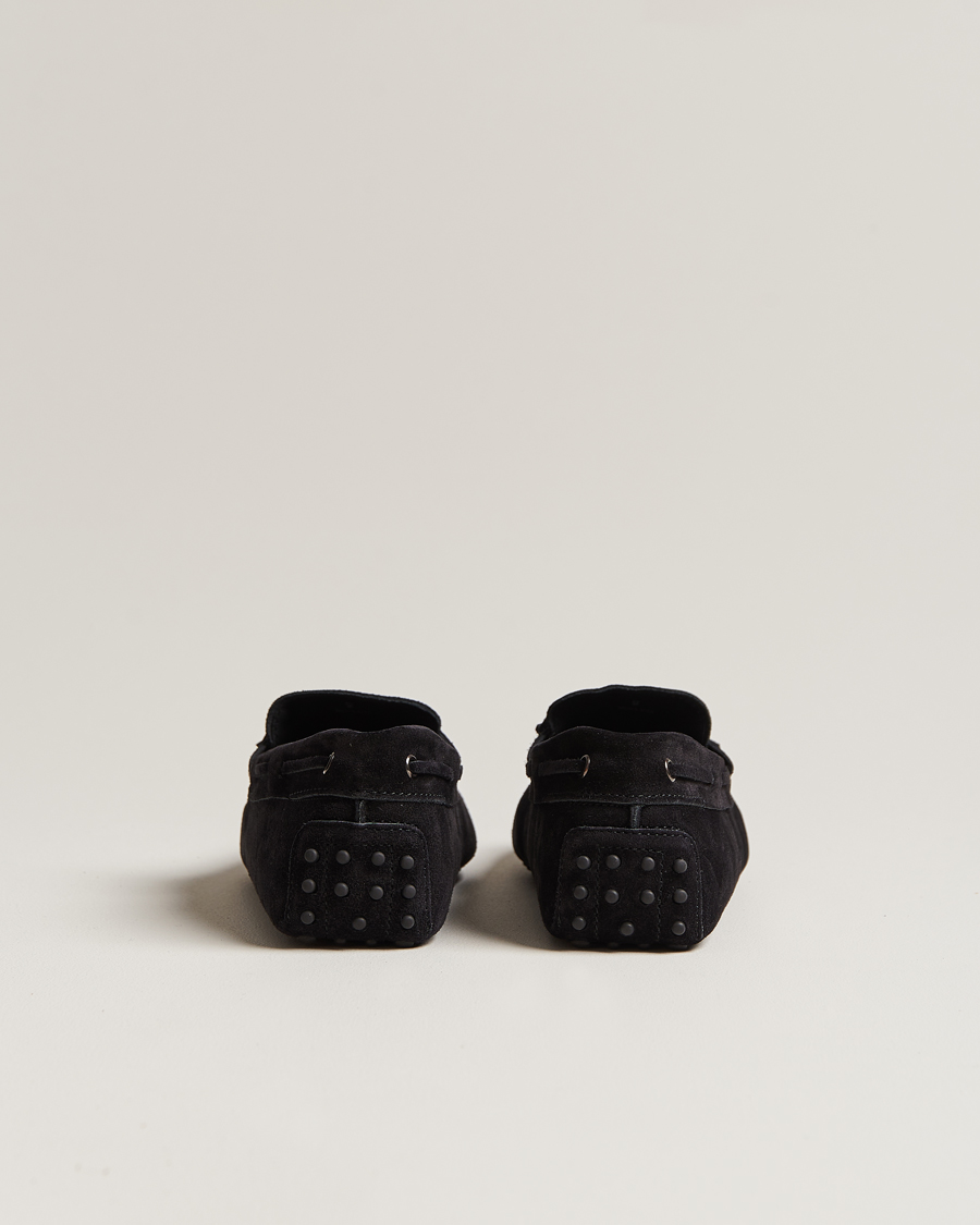 Herren | Tod's Lacetto Gommino Carshoe Black Suede | Tod's | Lacetto Gommino Carshoe Black Suede
