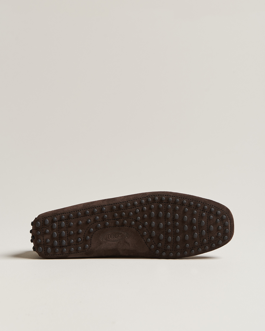 Herren | Tod's Lacetto Gommino Carshoe Dark Brown Suede | Tod's | Lacetto Gommino Carshoe Dark Brown Suede