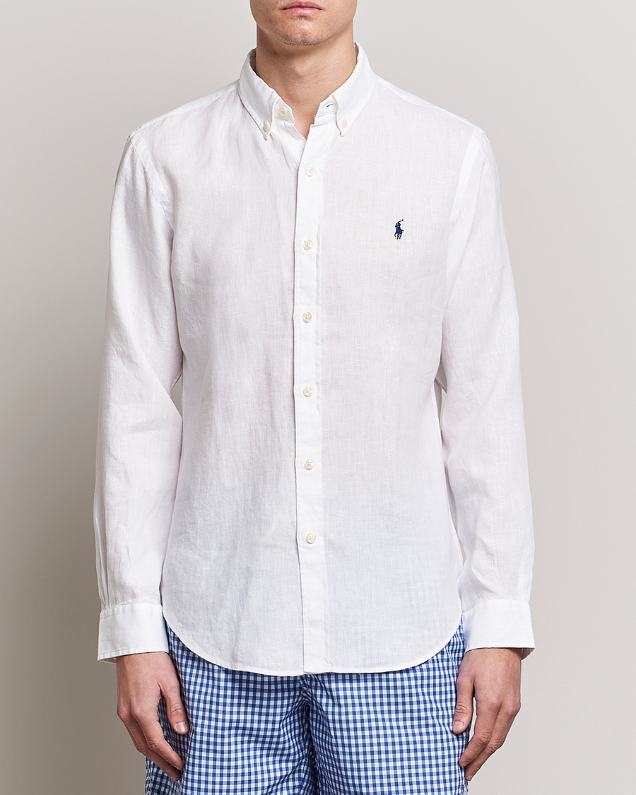 Herren | The Linen Lifestyle | Polo Ralph Lauren | Slim Fit Linen Button Down Shirt White