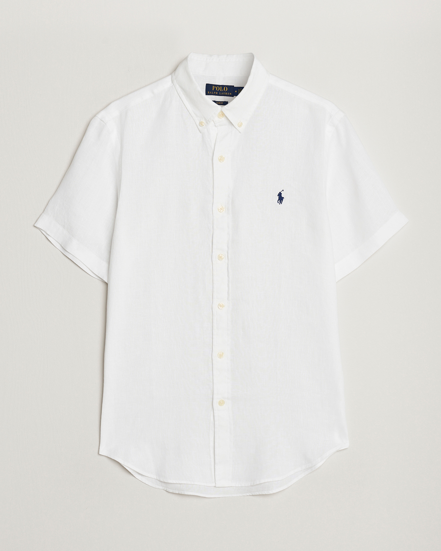 Herren | Hemden | Polo Ralph Lauren | Slim Fit Linen Short Sleeve Shirt White