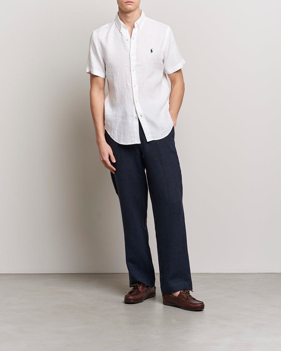 Herren | Hemden | Polo Ralph Lauren | Slim Fit Linen Short Sleeve Shirt White