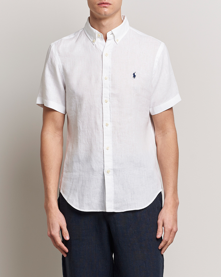 Herren | Hemden | Polo Ralph Lauren | Slim Fit Linen Short Sleeve Shirt White