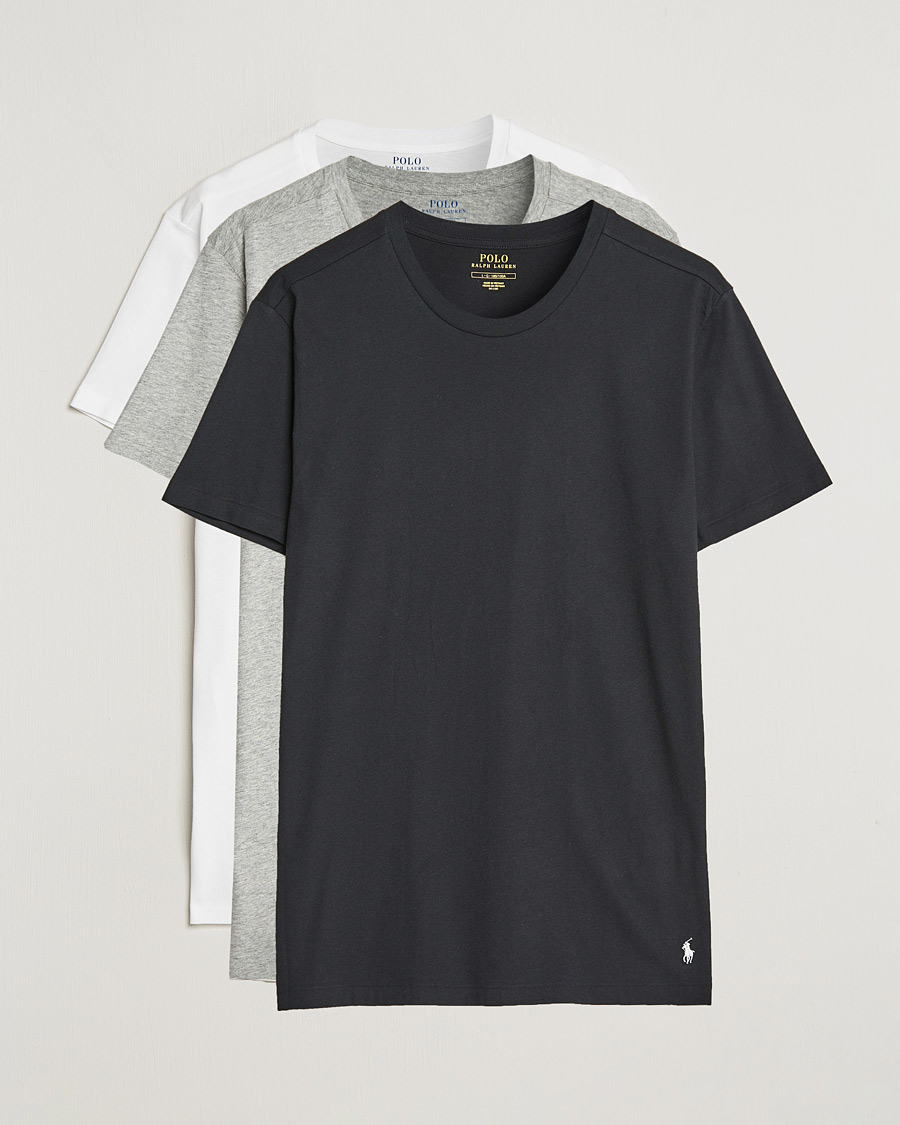 Herren | T-Shirts | Polo Ralph Lauren | 3-Pack Crew Neck T-Shirt White/Black/Andover Heather