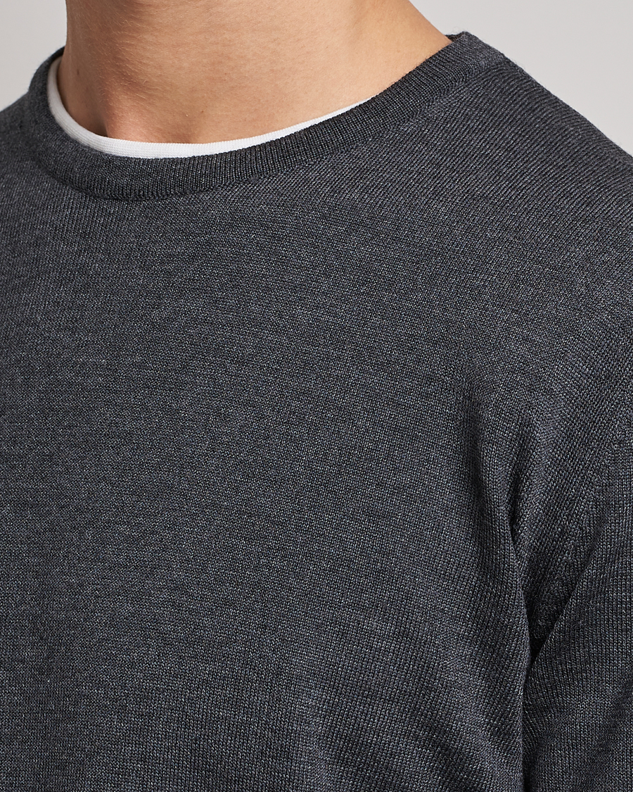 Herren | Pullover | Stenströms | Merino Crew Neck Anthracite