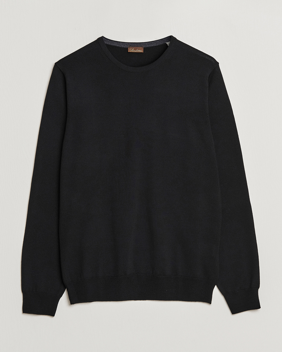 Herren | Pullover | Stenströms | Merino Crew Neck Black