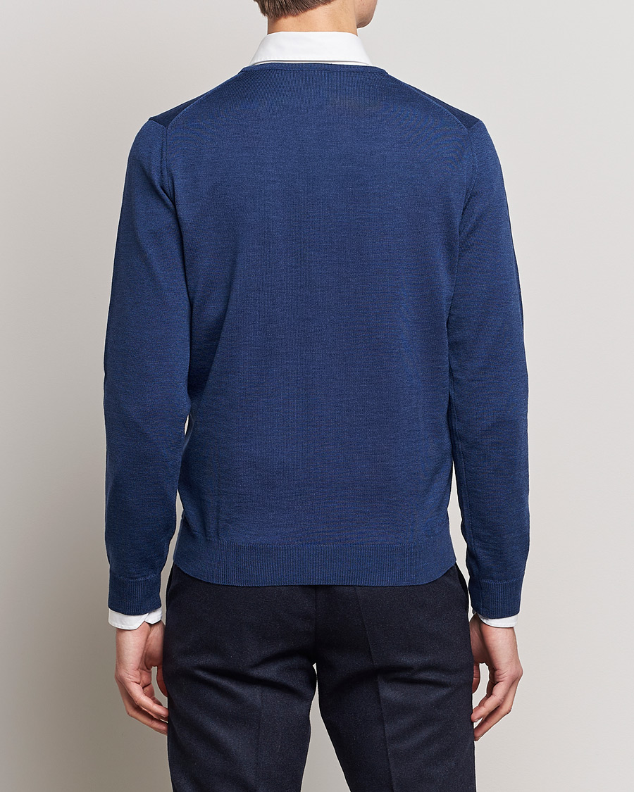 Herren | Pullover | Stenströms | Merino V-Neck Blue