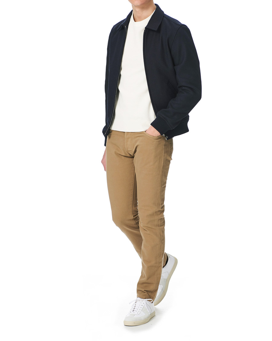 Herren | Jeans | C.O.F. Studio | M7 Tapered Organic Cotton Stretch Jeans Khaki Beige
