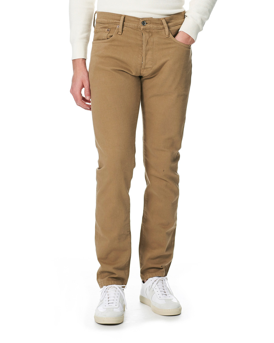 Herren | Jeans | C.O.F. Studio | M7 Tapered Organic Cotton Stretch Jeans Khaki Beige