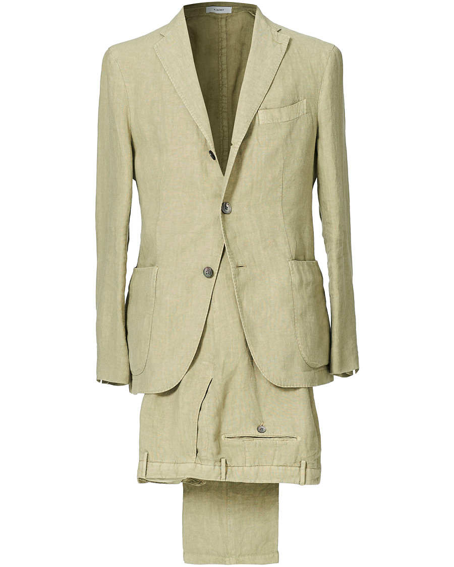 Herren | Anzüge | Boglioli | K Jacket Patch Pocket Linen Suit Sage Green
