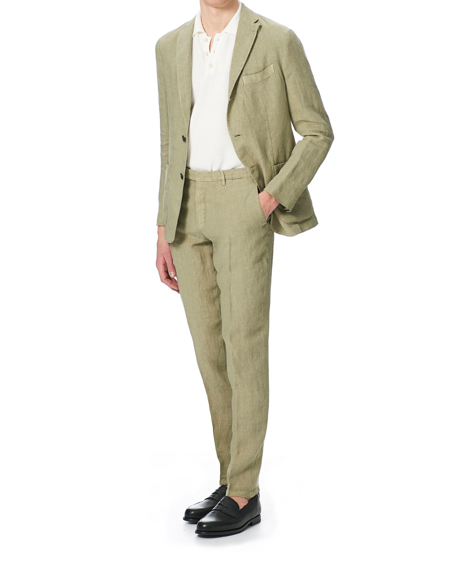 Herren | Anzüge | Boglioli | K Jacket Patch Pocket Linen Suit Sage Green