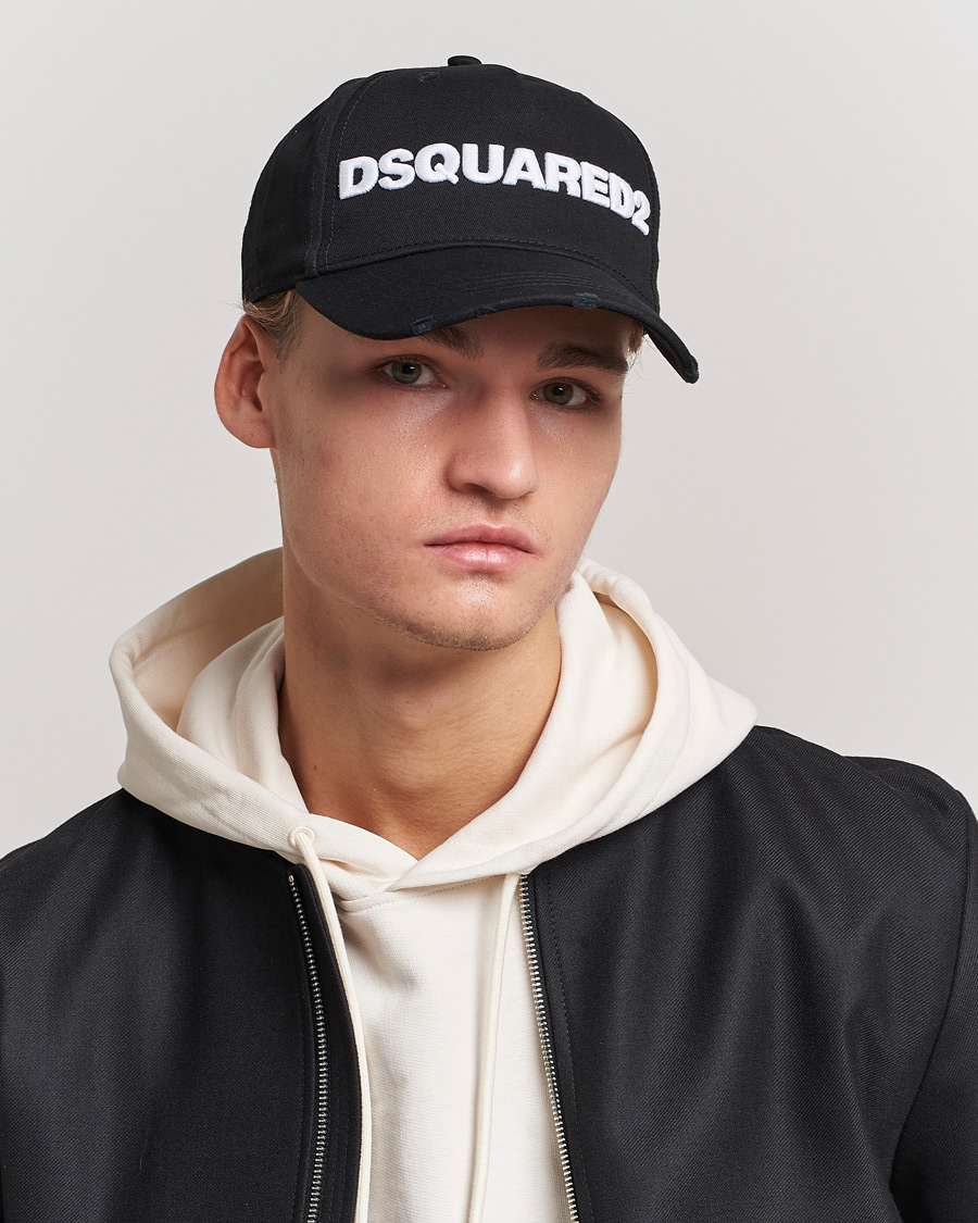 Herren | Dsquared2 Lettering Logo Baseball Cap Black/White | Dsquared2 | Lettering Logo Baseball Cap Black/White