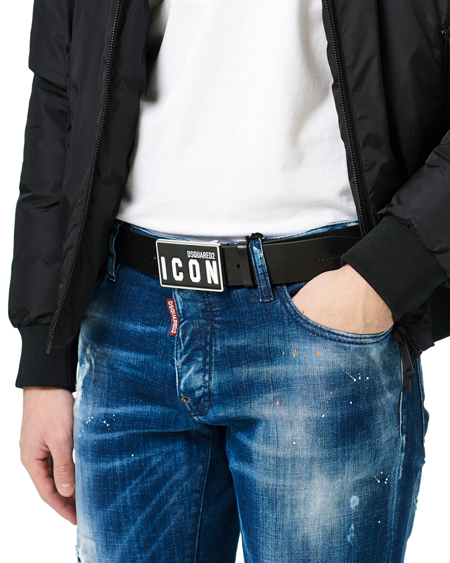 Herren | Dsquared2 Icon Plaque Belt Black | Dsquared2 | Icon Plaque Belt Black